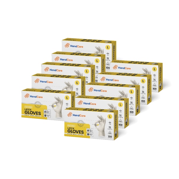 Handcare Disposable Gloves, 4 mil Palm, Latex, Powder-Free, M, 1000 PK, Natural HC-LEWH40MD - main